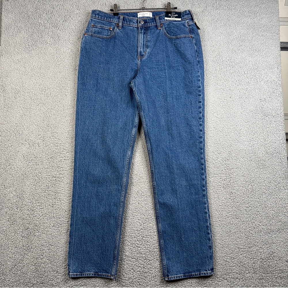 Abercrombie &‎ Fitch Jeans 32/14L  Stone Wash The Straight Mid Rise Curve Love